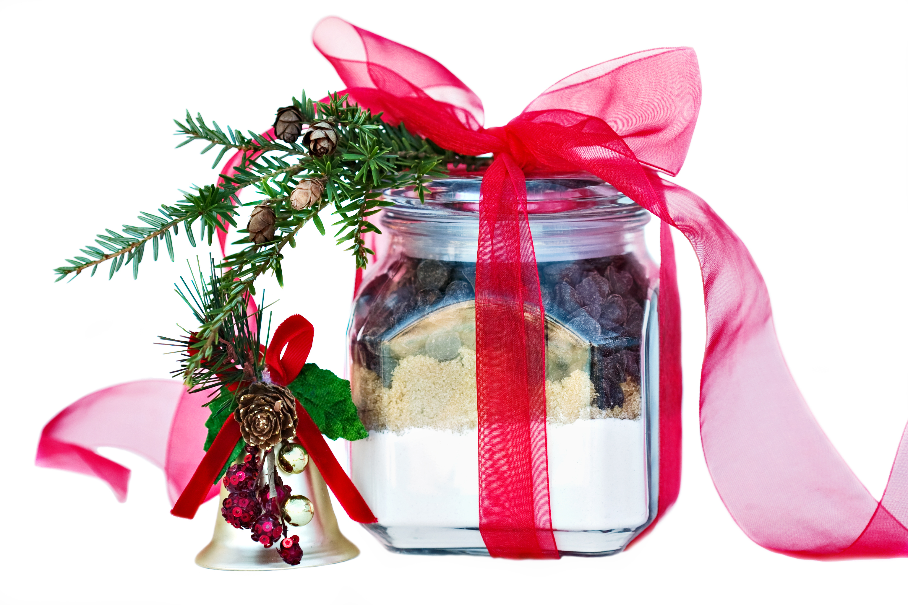 this is a photo of chocolate chip cookies in a jar for a christmas gift